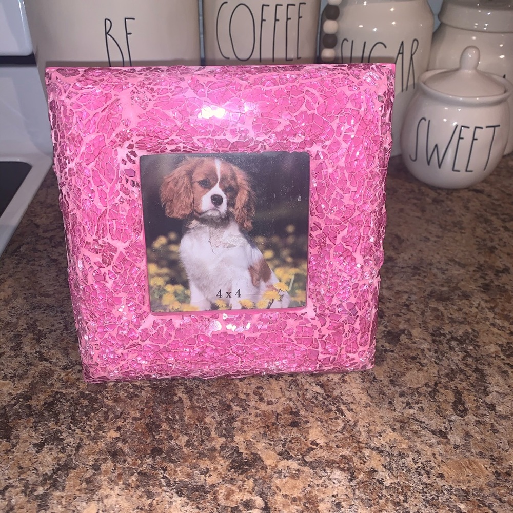 Pink glass mosaic picture frame